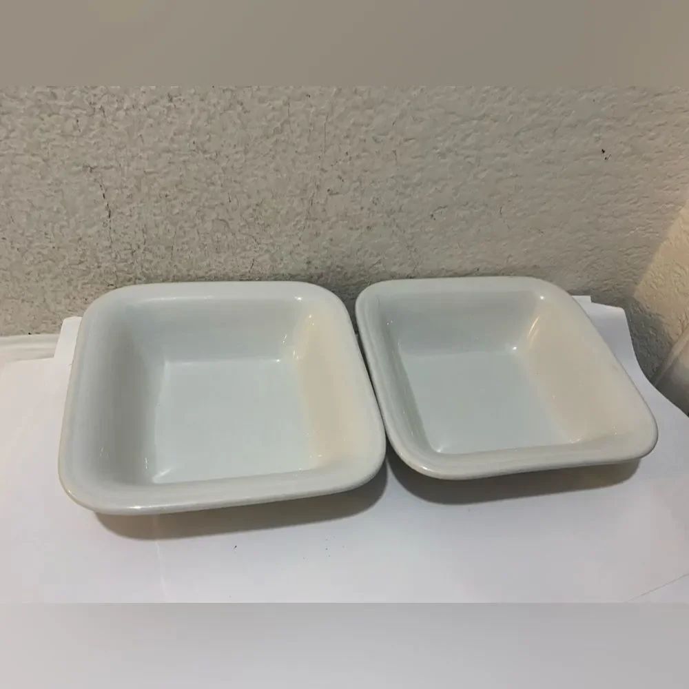 Set of 2 white Bauscher Weiden soup / cereal bowls square shape G11